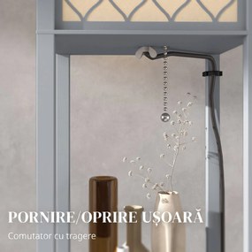 HOMCOM Lampadar Podea 2 în 1, 3 Rafturi, Economisire Spațiu, Soclu E27, 26x26x160 cm, Gri Deschis | Aosom Romania