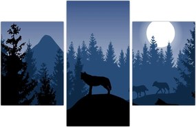 Tablou - Haita de lupi sub lună plină (90x60 cm)
