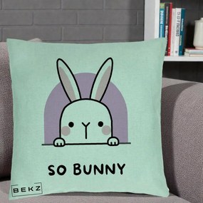 Perna Decorativa So Bunny Kawaii, 40x40 cm, Verde Menta, Husa Detasabila, Perna Inclusa, BEKZ®