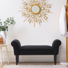 HOMCOM Bancă de Capăt de Pat cu Cotiere Rulate, Bancă Căptușită pentru Dormitor, 102x36x51 cm, Negru | Aosom Romania