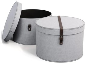 Cutii de depozitare gri-deschis 2 buc. din carton cu capac ø 37,5x25,5 cm Rut Canvas Paper Laminate – Bigso