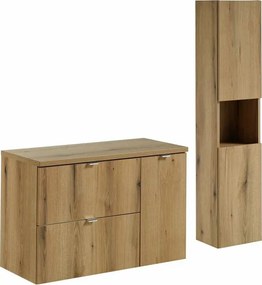 Set dulap baza suspendat 90 cm cu blat, dulap coloana si dulap lateral Comad Nova stejar Coast Evoke