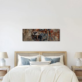Tablou - Tigru din Cărămizi (cu ceas) (90x30 cm)