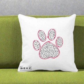 Perna Personalizata Labuta Dalmatian Roz Neon, 40x40 cm, Alba Mata, Husa Detasabila, Perna Inclusa, BEKZ®