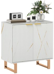 HOMCOM Bufet pentru living, mobilier de depozitare stil modern cu dulap cu 2 uși canelate, poliță reglabilă, picioare din metal, alb | Aosom Romania