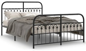 376619 vidaXL Cadru pat metalic cu tăblie de cap/picioare, negru, 140x200 cm
