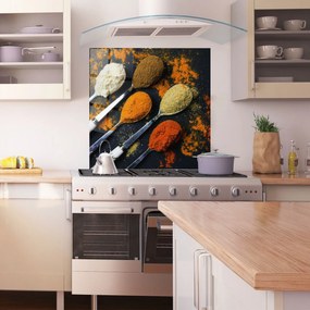 Panou Sticla Bucatarie, 100x100cm, Protectie aragaz, Antistropi, Termorezistent, Alimente, Condimente, Spoons With Spices