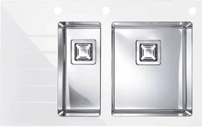 Chiuveta inox Alveus Crystalix 20 inox - alb 86x54 cm dreapta