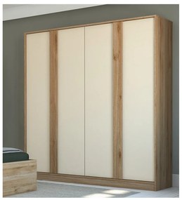 Șifonier crem/în culoare naturală cu aspect de lemn de stejar 180x197,5x53 cm Dennis – Marckeric