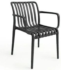 Scaun din plastic TREGO cu brate, antracit