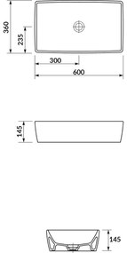 Cersanit K35-047-ECO - Lavoar CITY pentru blat, 36 x 60 cm, ceramică, alb lucios