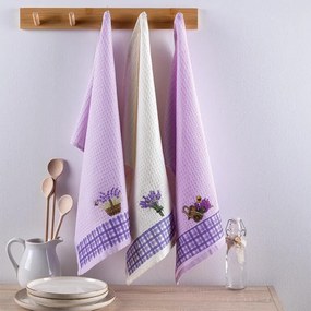 Set prosoape bucătărie vafelă LAVANDĂ 3 buc