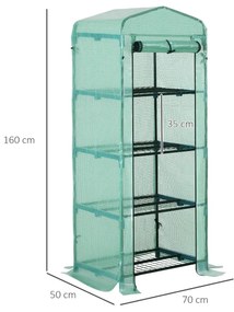Sera gradina Outsunny pentru plante cu 4 rafturi, legume, fructe, ierburi 70x50x160cm, verde | Aosom RO