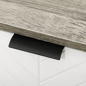 HOMCOM Bufet jos, mobilier de depozitare, 2 dulapuri, 4 uși, model chevron, polițe reglabile, 120 x 35 x 77,4 cm, alb și gri | Aosom Romania