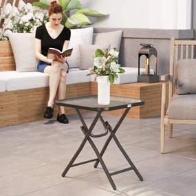 Outsunny Masă de cafea pătrată de bistro pentru grădină 45 x 45 x 50 cm pliabilă metal negru blat sticlă temperată negru | Aosom Romania