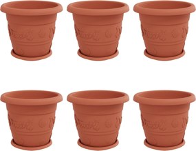 vidaXL Ghivece pentru plante 6 pcs Roșu cărămidă Ø 26 x 21.5 cm