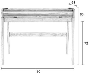Birou cu blat rabatabil Zuiver Barbier, maro
