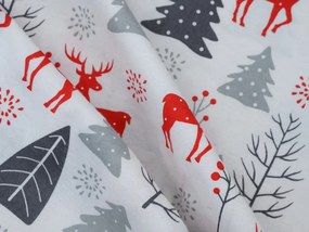 Lenjerie de pat flanelata RED DEERS AND TREES albă Dimensiune lenjerie de pat: 70 x 90 cm | 140 x 200 cm