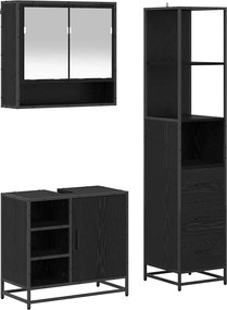 vidaXL Set de mobilier pentru baie 3 pcs Stejar Negru Lemn compozit