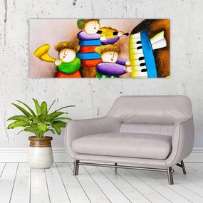 Tablou - Muzicanții, pictură (120x50 cm)