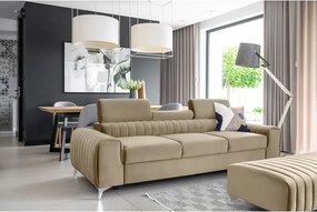 Canapea maro deschis extensibilă cu tapițerie din catifea 261 cm Laurence – ELTAP