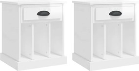 vidaXL Noptiere, 2 buc., alb extralucios, 43x36x50 cm