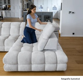 Set canapea extensibilă cu funcţie de extensie electrică, bej-gri Taupe, pe stânga, TOLLO L ROH