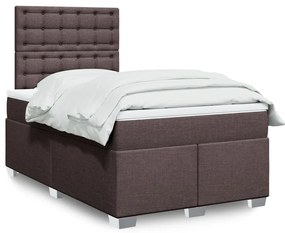 vidaXL Pat box spring cu saltea, maro închis, 120x200 cm, textil