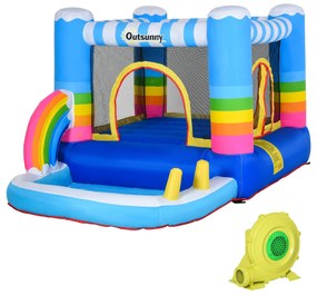 Castel Gonflabil pentru Copii Outsunny cu Trambulina si Piscina, Pompa Electrica Inclusa 290x200x155cm, Multicolor | Aosom RO