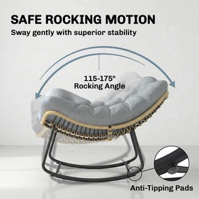 Outsunny Fotoliu balansoar din ratan, șezlong de grădină cu perne groase, balansoar de grădină până la 120 kg, interior/exterior, 87 x 110 x 70 cm, Gri | Aosom Romania