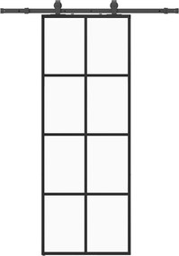 vidaXL Ușă glisantă cu set de feronerie neagră 76x205 cm Sticlă ESG