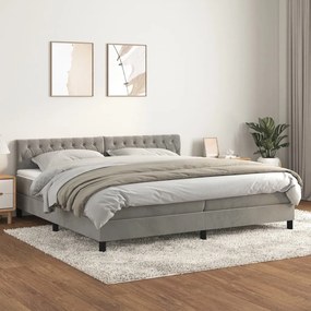 3141503 vidaXL Pat box spring cu saltea, gri deschis, 200x200 cm, catifea