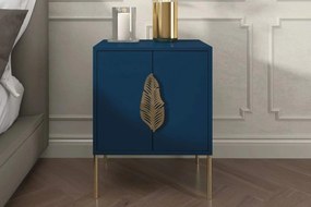 Noptieră lemn masiv Merlin Personalizabilă Accesorii placate cu Aur, 54 × 40 × 69 cm - Alb