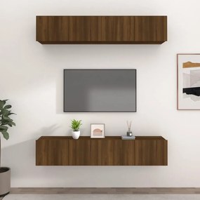 Comode TV, 4 buc., stejar maro, 80x30x30 cm, lemn compozit 4, Stejar brun, 80 x 30 x 30 cm
