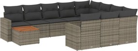 vidaXL Set canapele de grădină cu perne, 11 piese, gri, poliratan