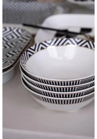 Set veselă 26 piese, porțelan, alb/negru