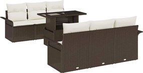 vidaXL Set de canapele pentru grădină cu pernă 7 pcs Maro poliratan