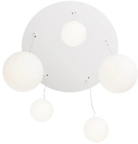 Lustra cu 5 pendule design modern Basic form alb