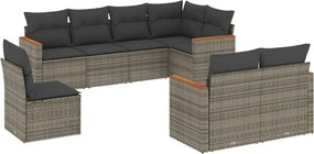 vidaXL Set canapele de grădină cu perne, 8 piese, gri, poliratan