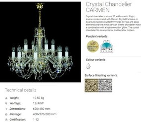 Candelabru 12 brate Cristal Bohemia Exclusive CARMEN
