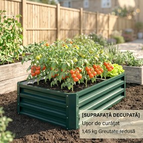 Outsunny Pat de Gradina Galvanizat Inaltat pentru Cultivare Legume Flori Plante Aromatice Cutie de Plantare Metalica Verde 120x90x30cm | Aosom Romania