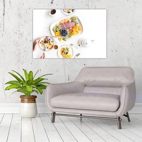 Tablou cu farfurie cu fructe pe masă (90x60 cm)