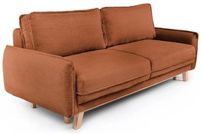 Canapea portocalie extensibilă cu tapițerie din catifea reiată 218 cm Tori – Bonami Selection
