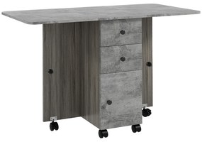HOMCOM Masă de bucătărie pliabilă masă de sufragerie pliantă 2 pliante cu 2 sertare 1 dulap și 1 raft de depozitare 120 x 60 x 76,5 cm - gri | Aosom Romania