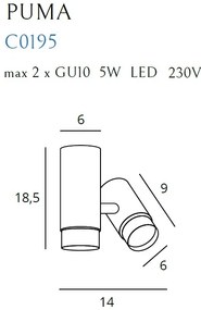 Plafoniera design minimalist cu 2 surse de lumina Puma C0195 MX