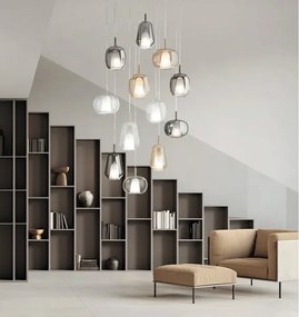 Ondaluce - Lustra suspendată pe cablu THELMA, 2xE27/15W/230V, Ø 25 cm, auriu/bej fumuriu