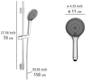 WENKO 25452100 - Set de duș WATERSAVING SYSTEM, 70 cm, argintiu