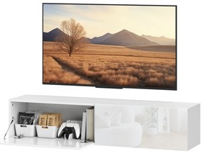 HOMCOM Dulap TV montat pe perete, comodă TV suspendată cu spațiu generos de depozitare, placă de particule, Alb | Aosom Romania