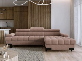 Coltar extensibil SELVA MINI, sezlong dreapta, stofa catifelata maro -