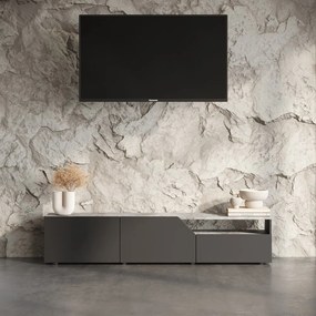 Comodă TV neagră cu aspect de beton 180x38 cm Verone – TemaHome